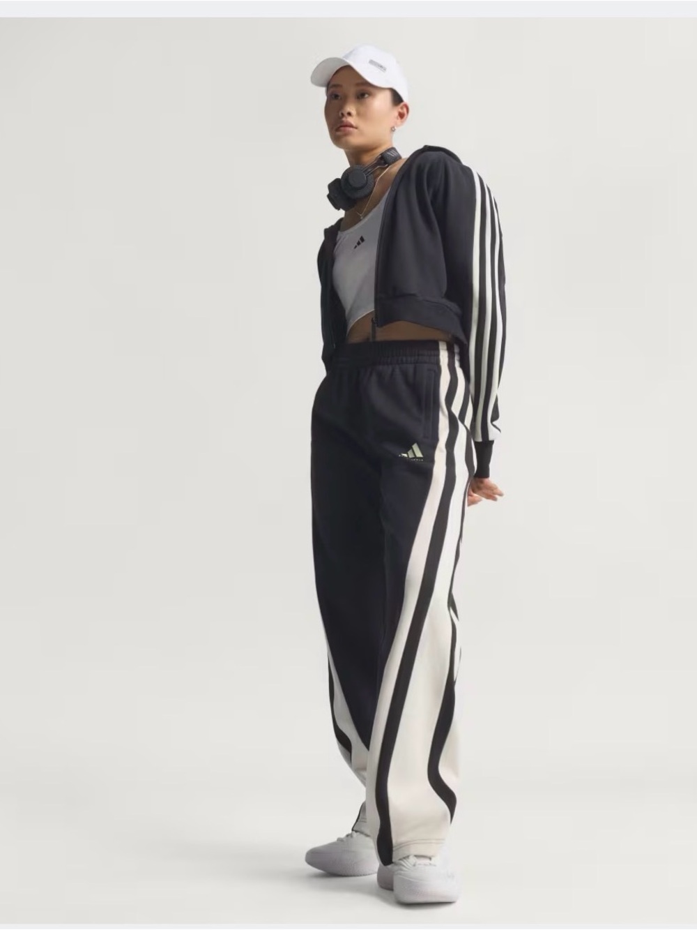 adidas Black Track Pants with White Side Stripes